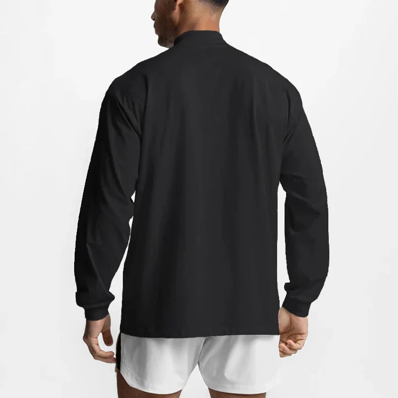 Bodybuilding  T Shirt Workout Oversized High-neck Long Sleeve Tshirt