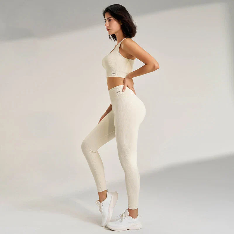 Women's Fitness High Waisted Skinny Sportswear Fitness Pants Bra Tops High Waisted Leggings Athletic Suit 2 Piece Yoga Wear