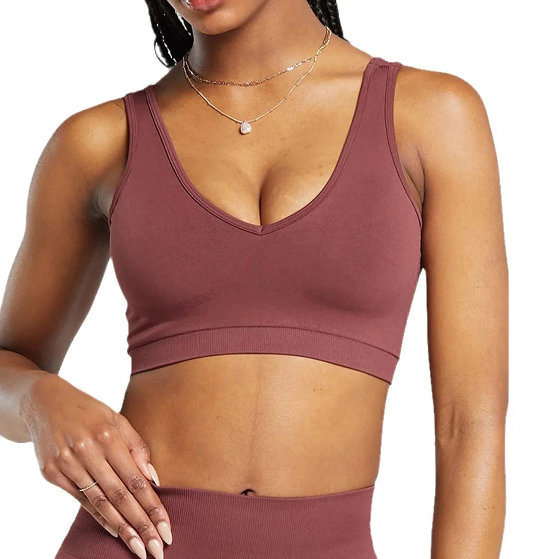 Sports Bra  Seamless Halter Neck Strap Bra Open Back Fitness Yoga Top Bras Support Women Workout Gym Crop Top