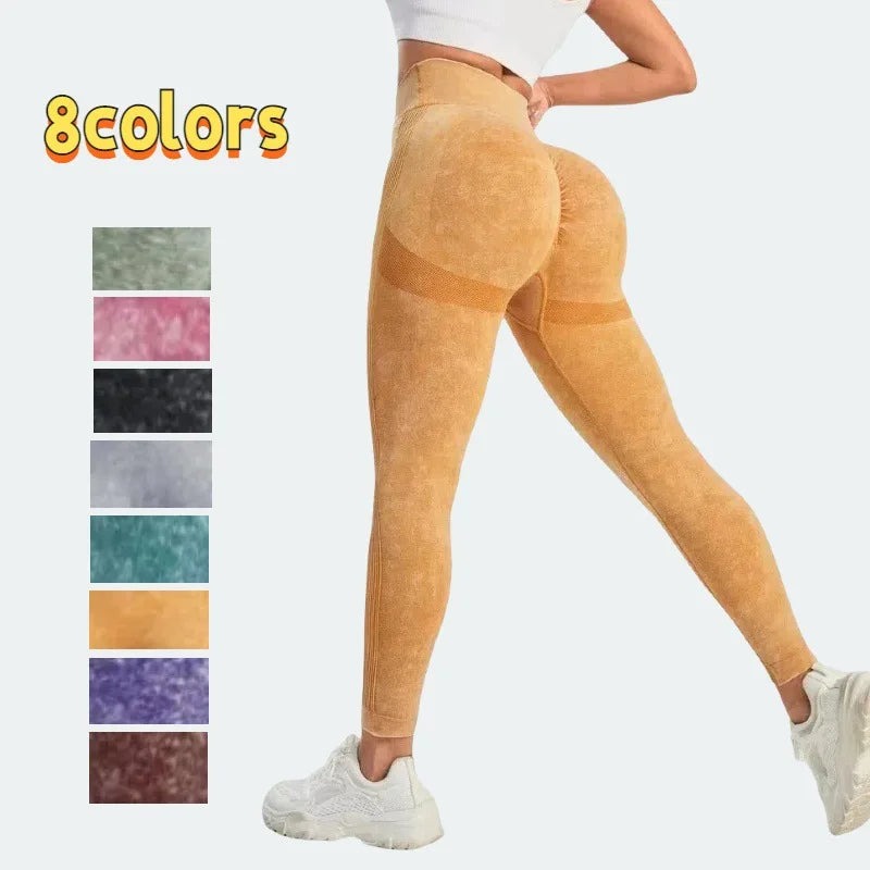 Women Gym Crossover Waist Leggings Butt Lifting Fitness Athletic Workout Yoga Pants Outdoor Sports Tights