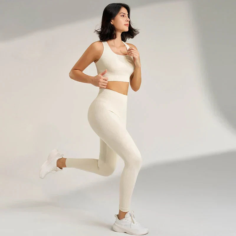 Women's Fitness High Waisted Skinny Sportswear Fitness Pants Bra Tops High Waisted Leggings Athletic Suit 2 Piece Yoga Wear