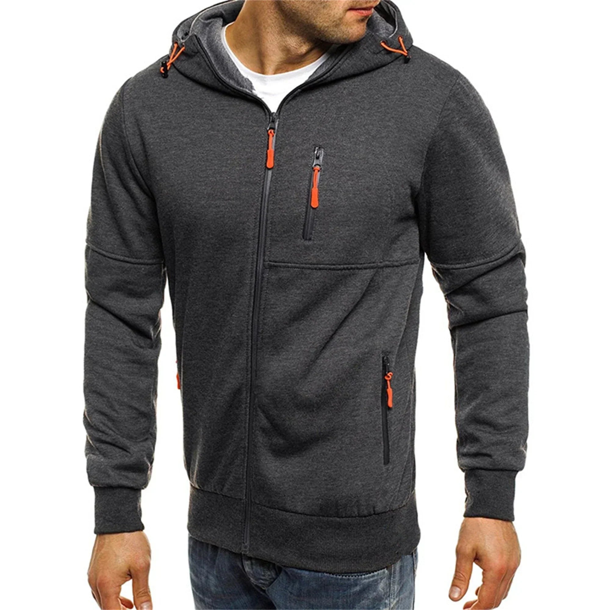 Men's hooded jacket Casual long-sleeved hoodie Zipper Gym sports hoodie Spring and Autumn