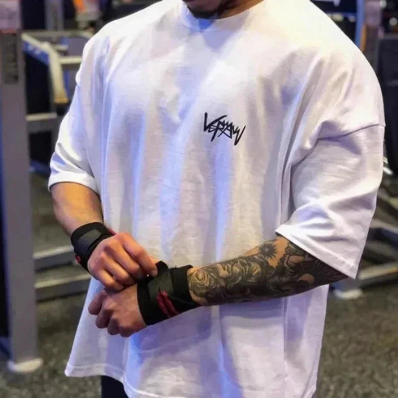 25 High Quality Men's Gym T-shirts Loose Fit Printed T-shirts Fitness Training T-shirts Short Sleeved Cotton Sportswear