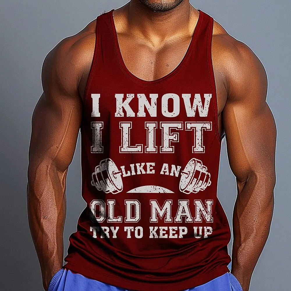 Men's Gym Fitness Tank Tops Summer Outdoor Sports Sleeveless Vest Top Loose Round Neck Breathable Comfortable Simple Design Tees