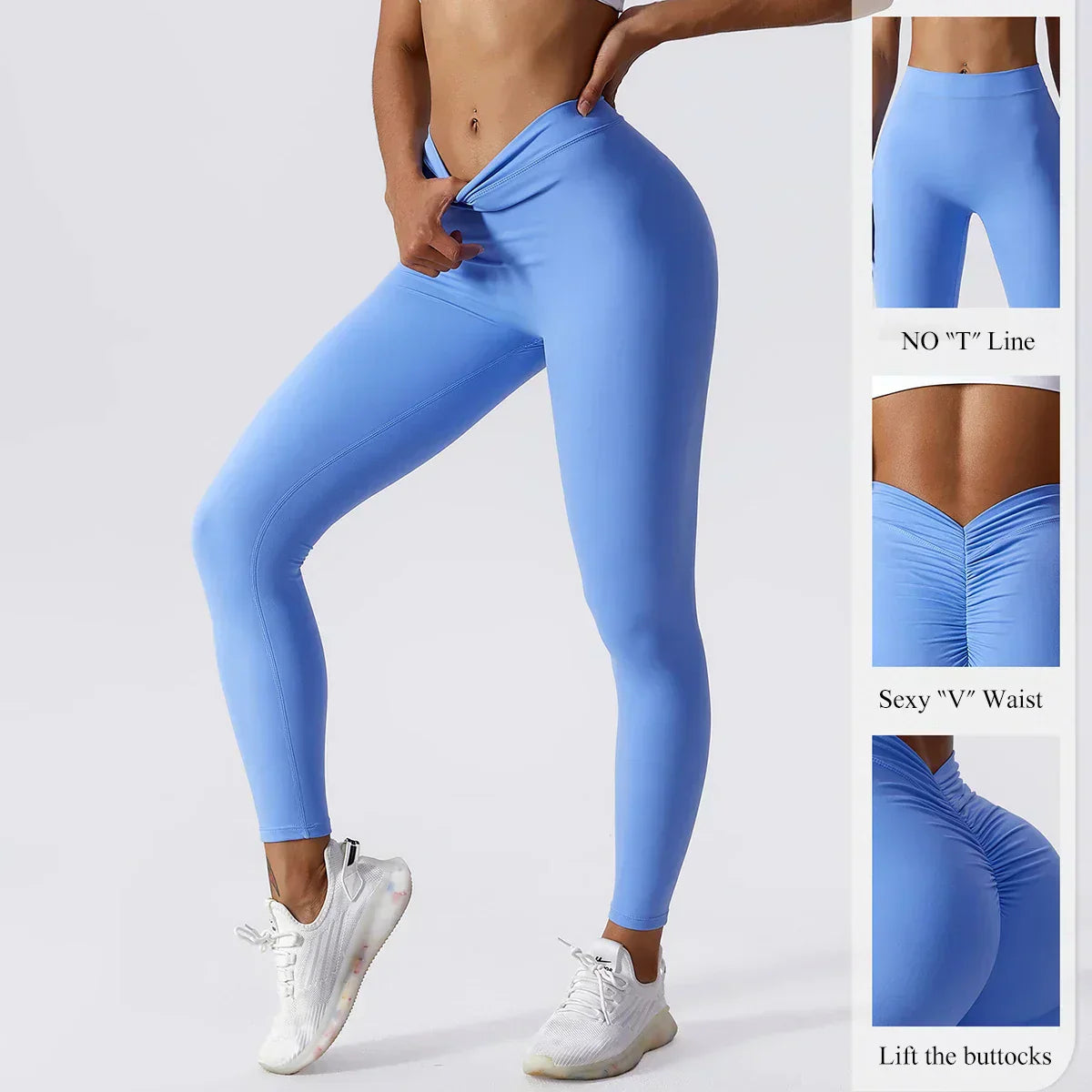 Women Fitness Leggings Workout Gym Running Scrunch Leggings Sexy Back V High Waist Trousers Jogging Active Wear Tight Pants