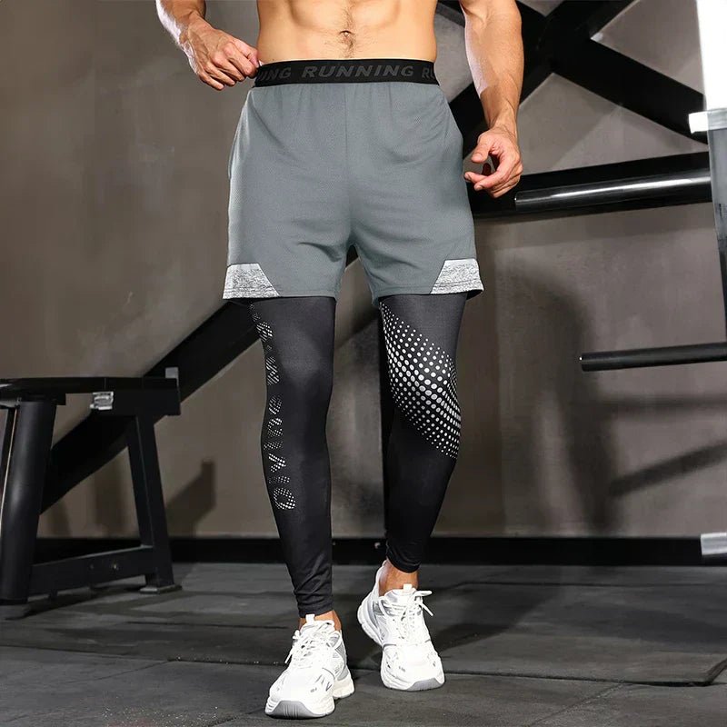 Men's Running Pants 2 in1 Double Layer Training Sweatpants Fitness Men's Jogging Pants Basketball Gym Running Pants Sportswear