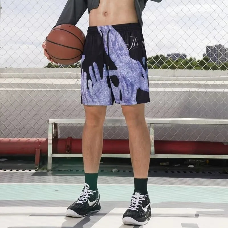 Mens Basketball Shorts Casual Sports Jogging Mesh Short Pants Man Gym Fitness Workout Quick Dry Summer Print Shorts