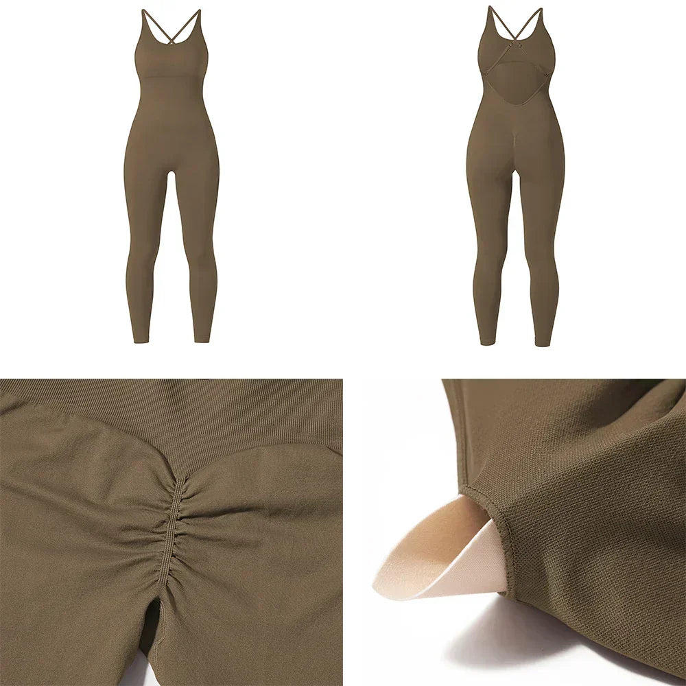 Jumpsuit Women One-piece Outfit  Sleeveless Square Neck  Bodysuit  Casual Streetwear Playsuits Sport Fitness Jumpsuit Women