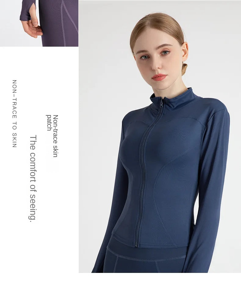 Jackets for Women Fit Coat Women Women Jacket Zippers Casual Wear Long Sleeve Tight Yoga Clothing Slimming Yoga Sports Jacket